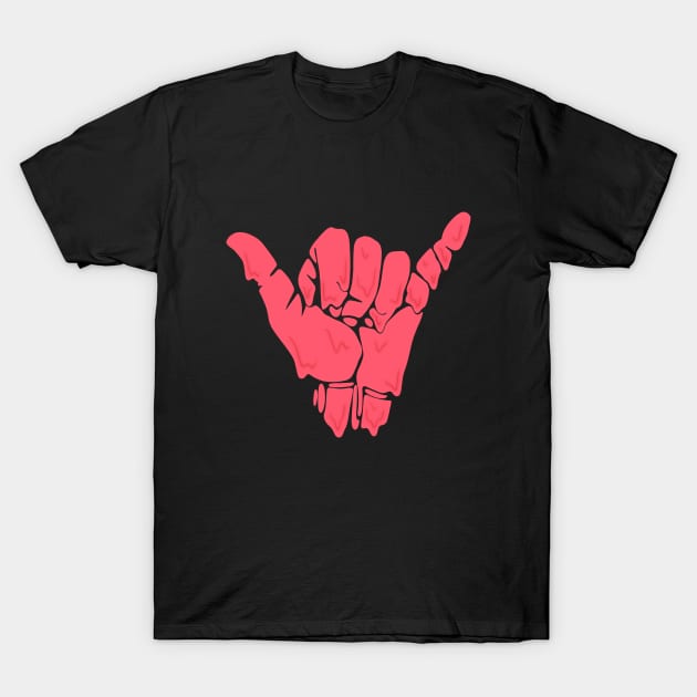 melting/dripping shaka hand in red/coral T-Shirt by acatalepsys 